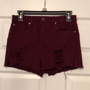 Burgundy Jean Shorts